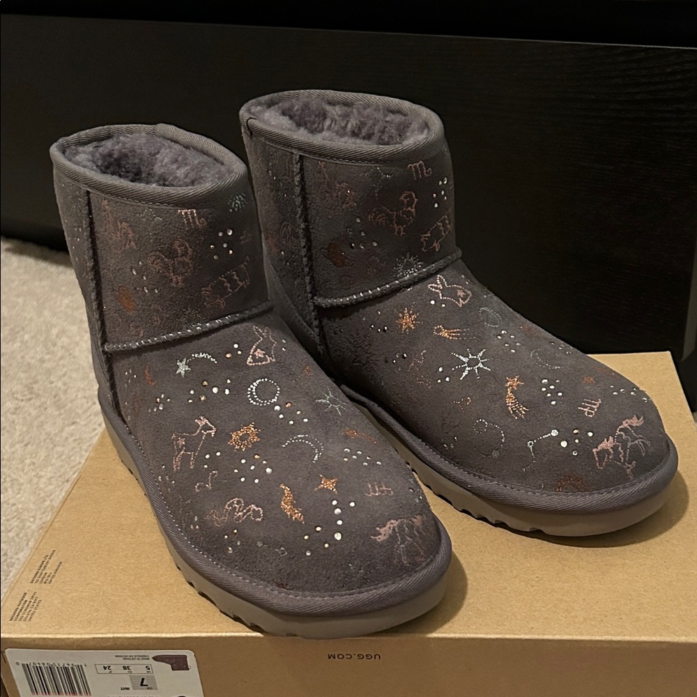 UGG Gray Boots with Astrological Design
